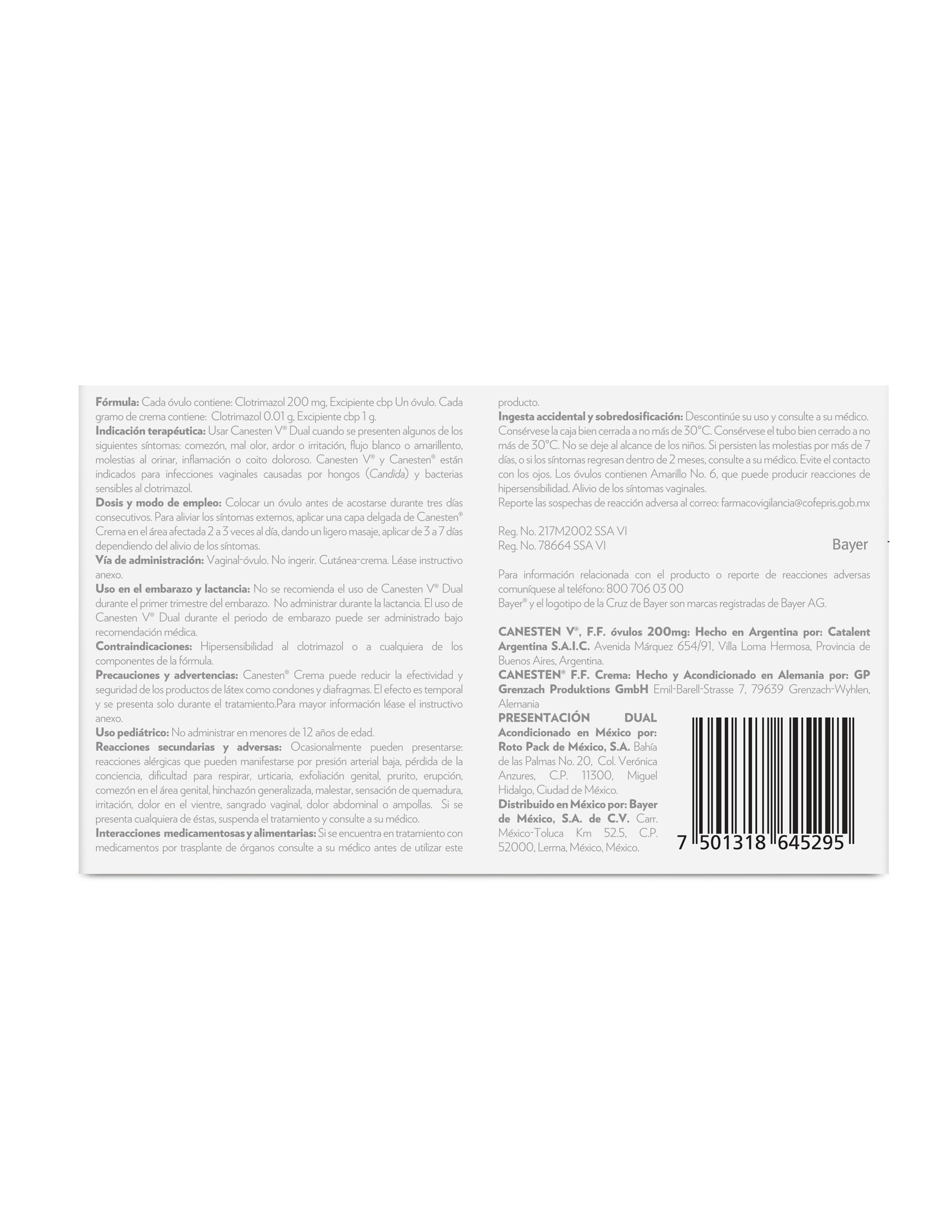 Canesten V® Dual 3 Días instrucciones de uso