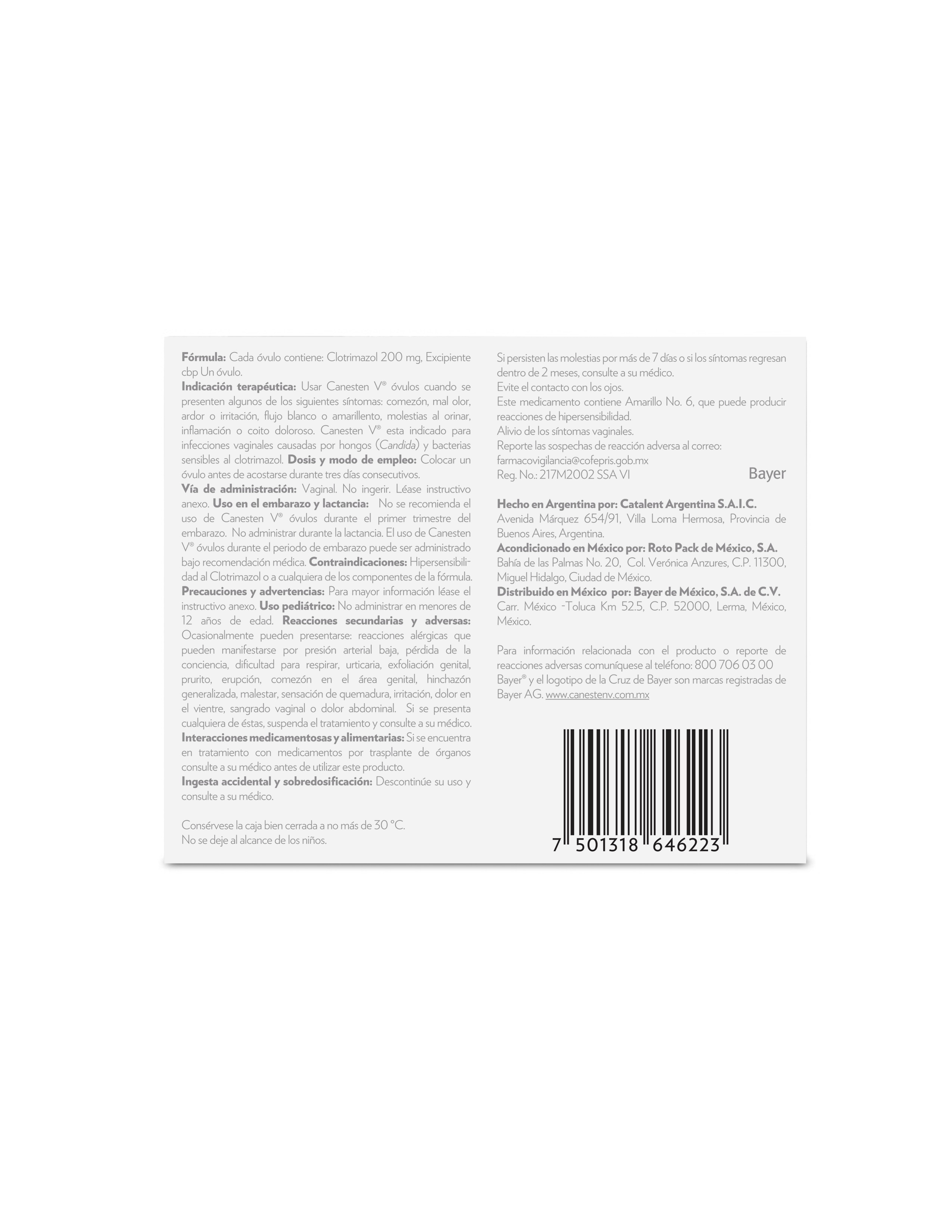 Canesten V® Óvulos 3 Instrucciones de uso